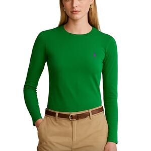 Ralph Lauren Sport Women's Long Sleeve Shirt Emerald Green SZ S Preppy Old Money